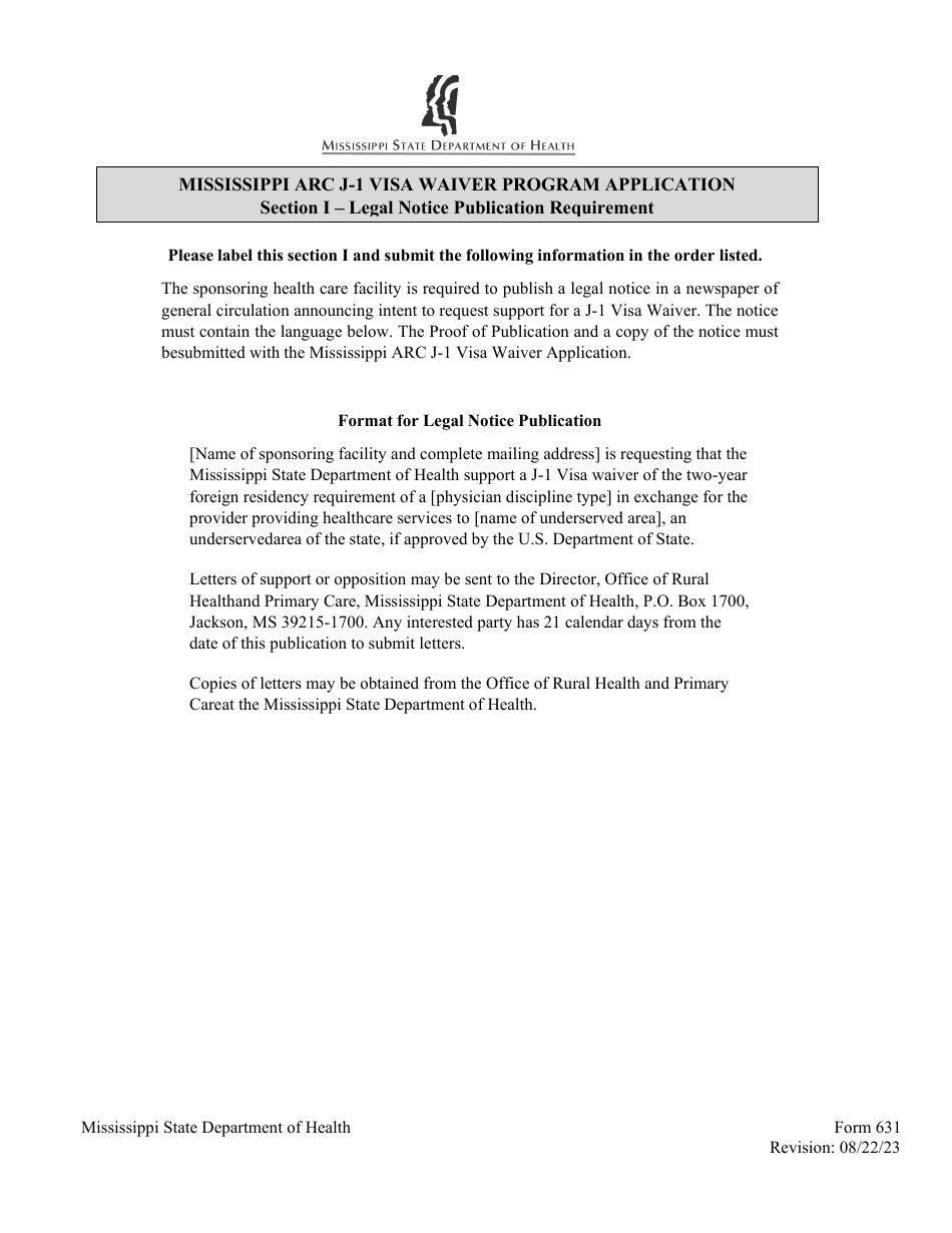 Form 631 Mississippi Appalachian Regional Commission (ARC) J-1 Visa Waiver Program Application - Mississippi, Page 14