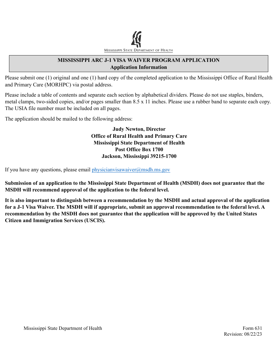 Form 631 Mississippi Appalachian Regional Commission (ARC) J-1 Visa Waiver Program Application - Mississippi, Page 3