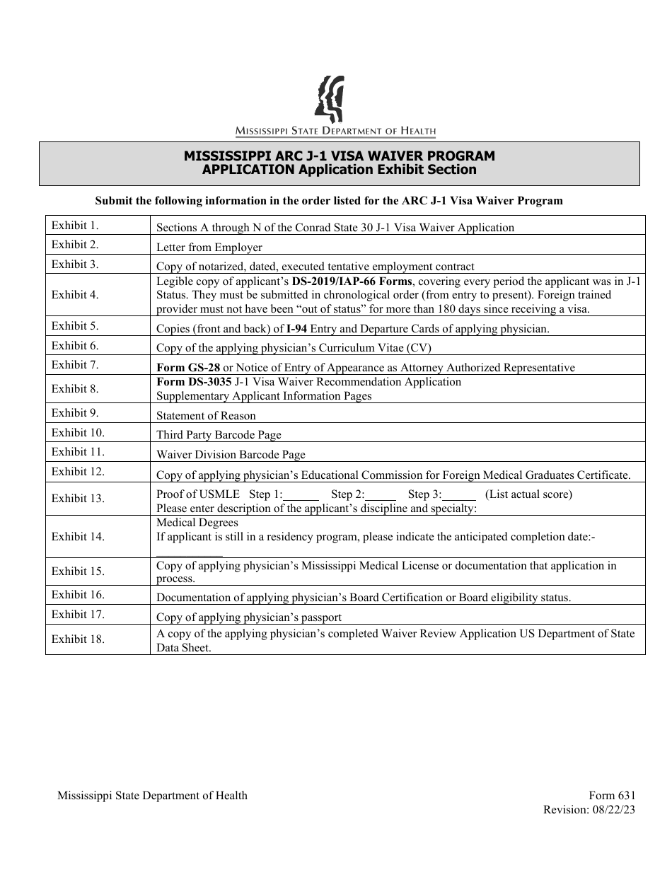Form 631 Mississippi Appalachian Regional Commission (ARC) J-1 Visa Waiver Program Application - Mississippi, Page 4