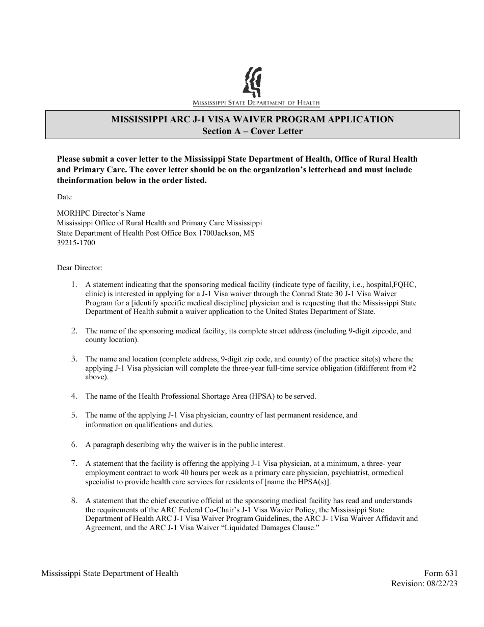 Form 631 Mississippi Appalachian Regional Commission (ARC) J-1 Visa Waiver Program Application - Mississippi, Page 5