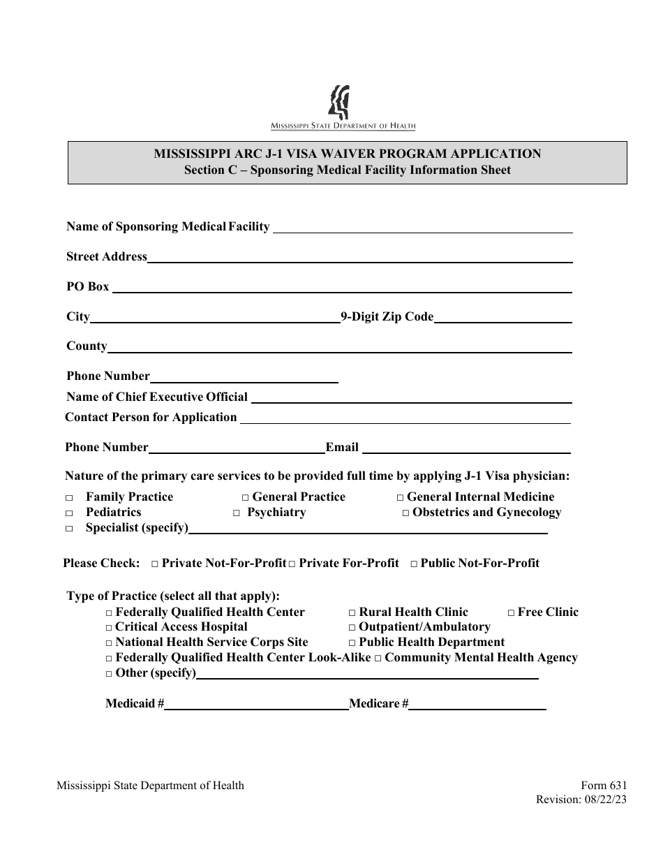 Form 631 Mississippi Appalachian Regional Commission (ARC) J-1 Visa Waiver Program Application - Mississippi, Page 7