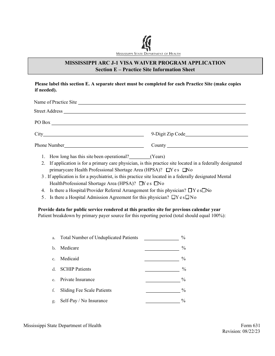 Form 631 Mississippi Appalachian Regional Commission (ARC) J-1 Visa Waiver Program Application - Mississippi, Page 9