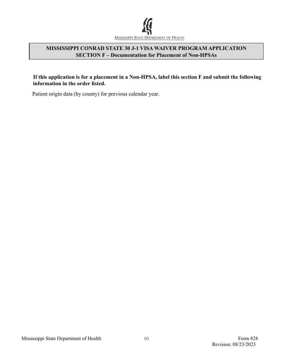 Form 828 Mississippi Conrad State 30 J-1 Visa Waiver Program Application - Mississippi, Page 10