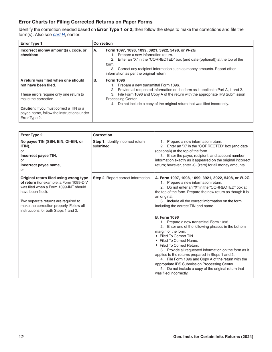 Instructions for IRS Form 1096, 1097, 1098, 1099, 3921, 3922, 5498, W-2G, Page 12