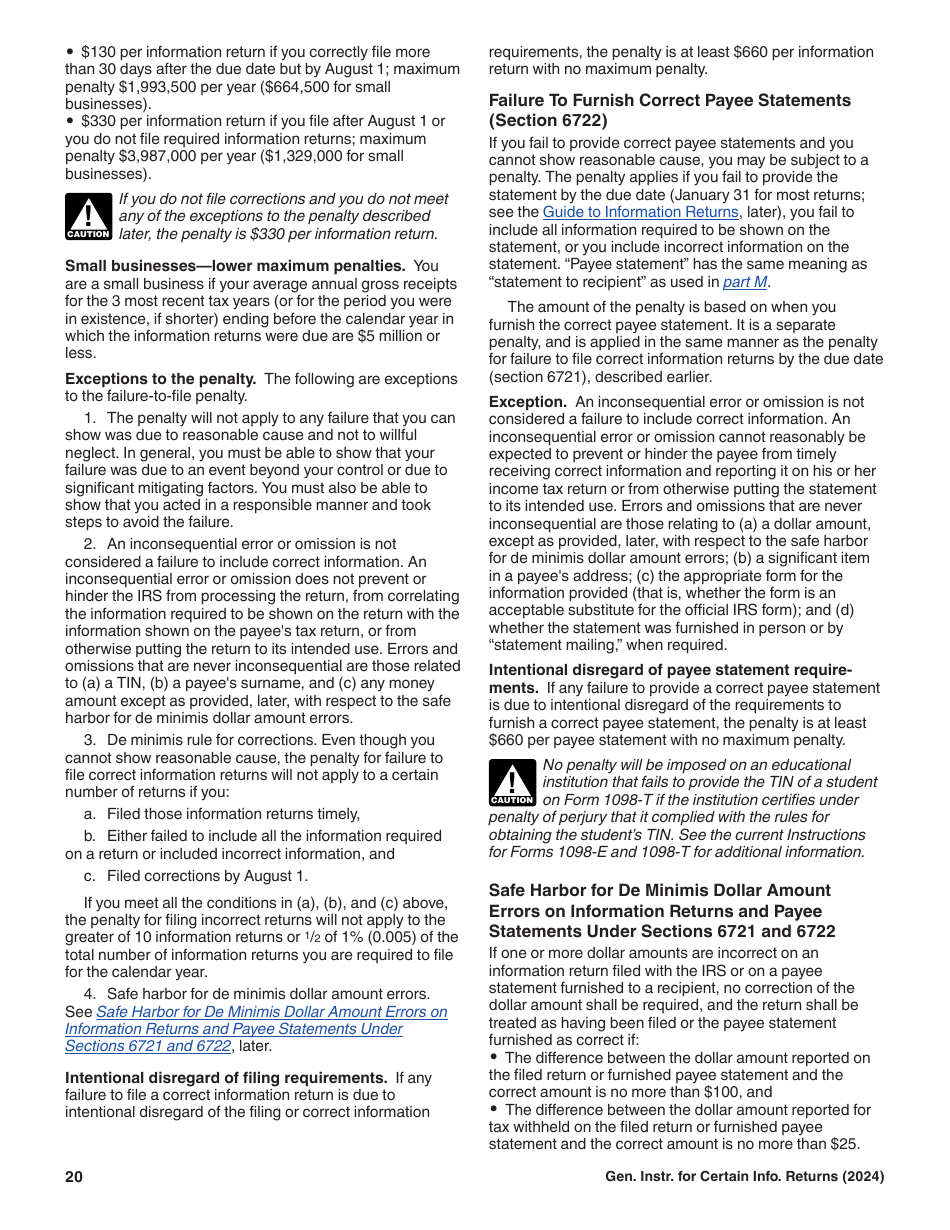 Instructions for IRS Form 1096, 1097, 1098, 1099, 3921, 3922, 5498, W-2G, Page 20