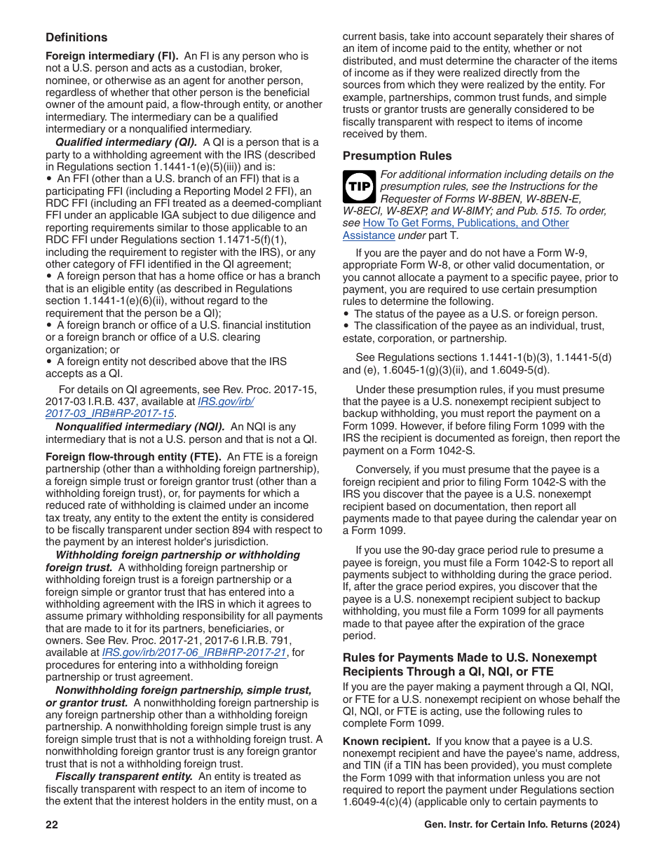 Instructions for IRS Form 1096, 1097, 1098, 1099, 3921, 3922, 5498, W-2G, Page 22