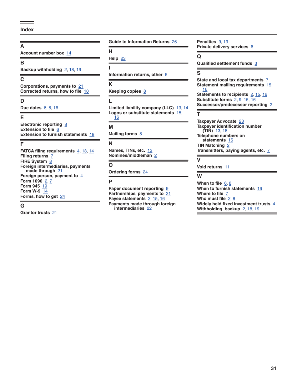 Instructions for IRS Form 1096, 1097, 1098, 1099, 3921, 3922, 5498, W-2G, Page 31