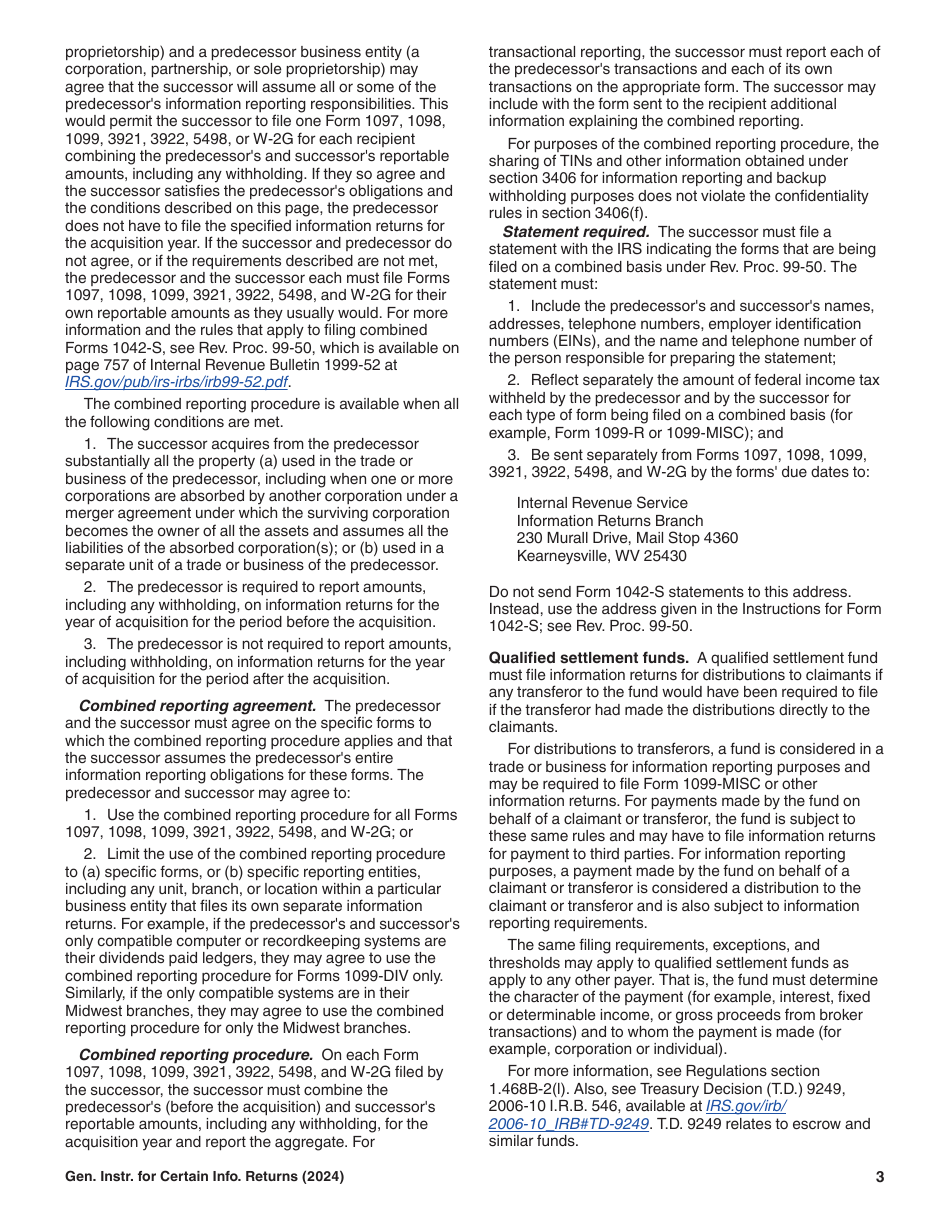 Instructions for IRS Form 1096, 1097, 1098, 1099, 3921, 3922, 5498, W-2G, Page 3