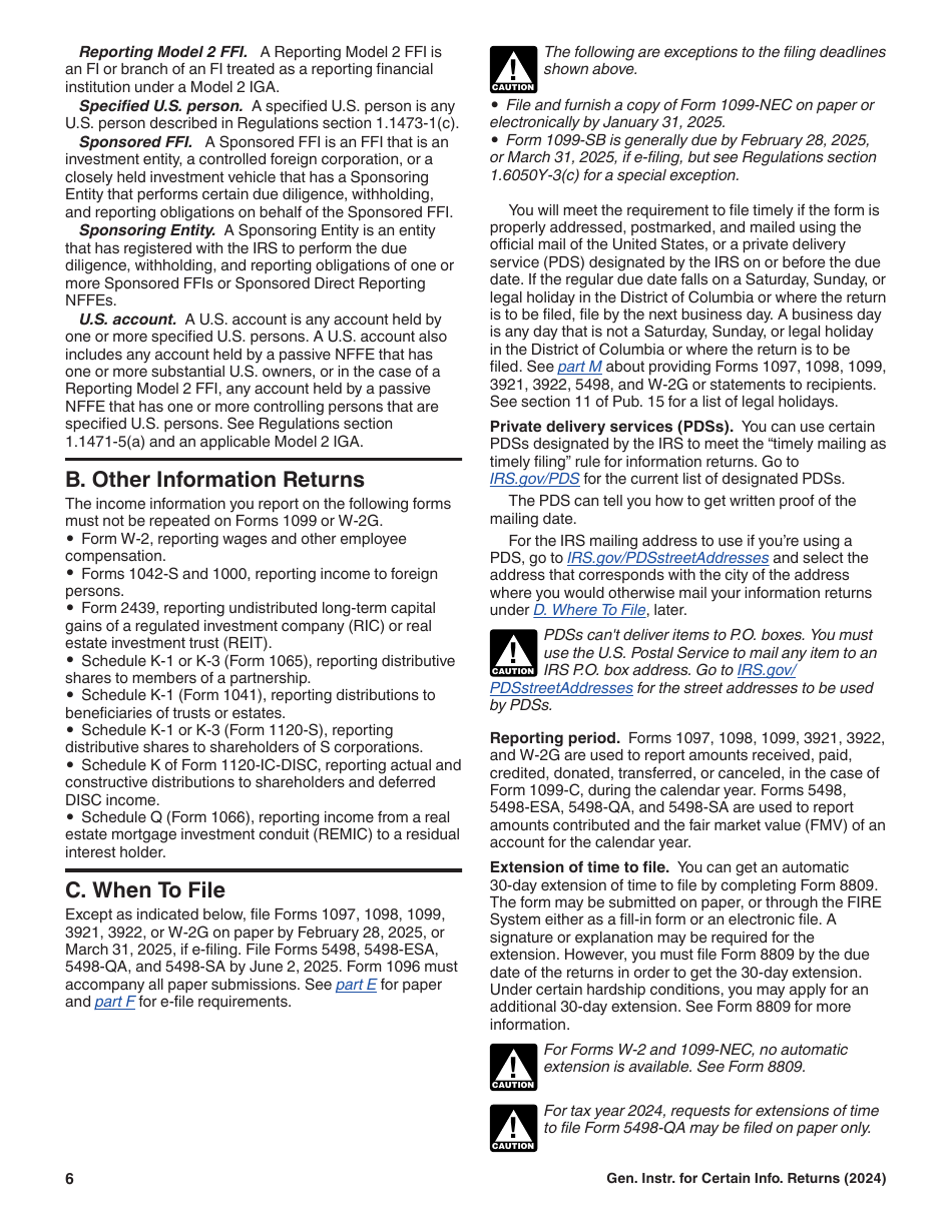 Instructions for IRS Form 1096, 1097, 1098, 1099, 3921, 3922, 5498, W-2G, Page 6