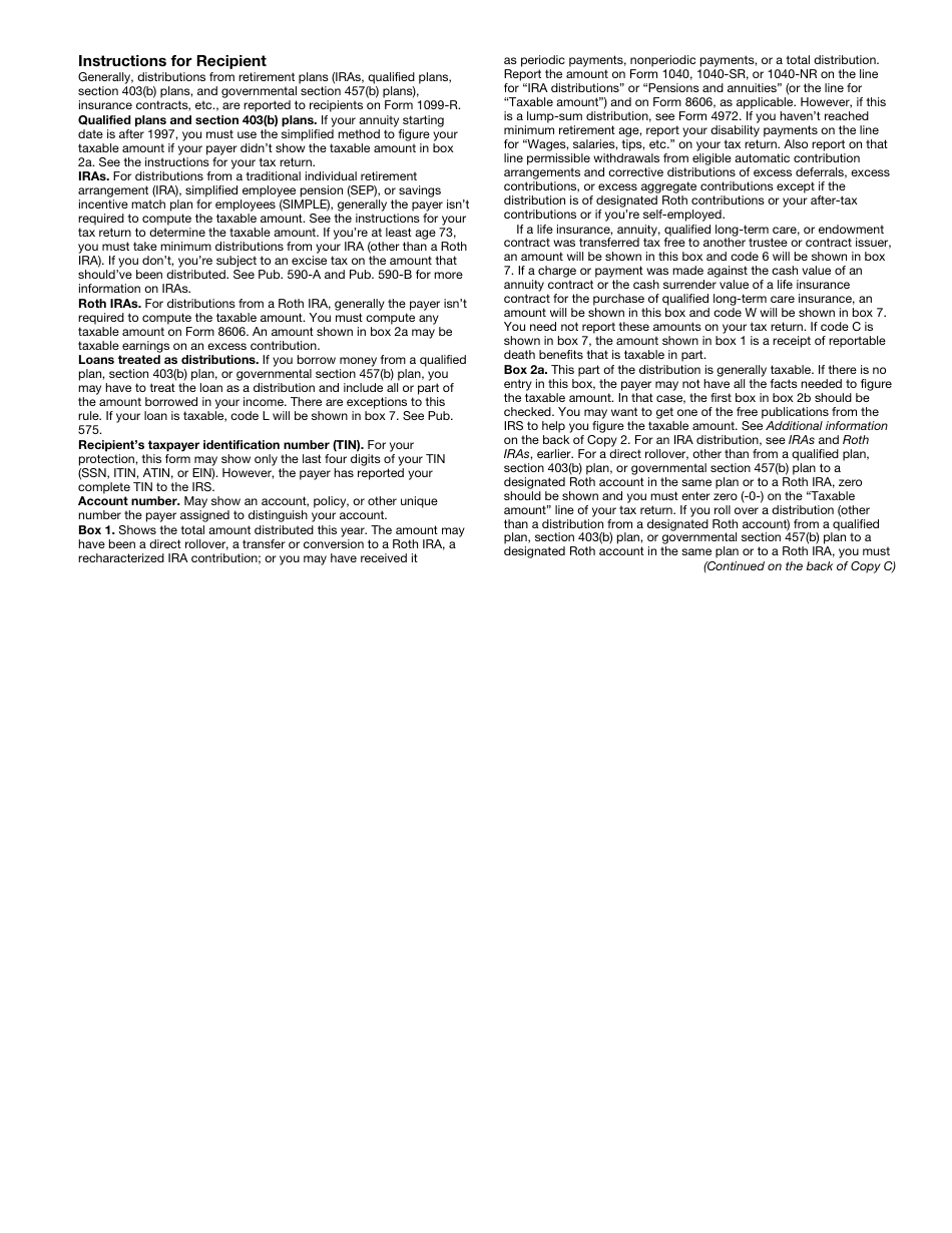 IRS Form 1099-R Distributions From Pensions, Annuities, Retirement or Profit-Sharing Plans, IRAs, Insurance Contracts, Etc., Page 5