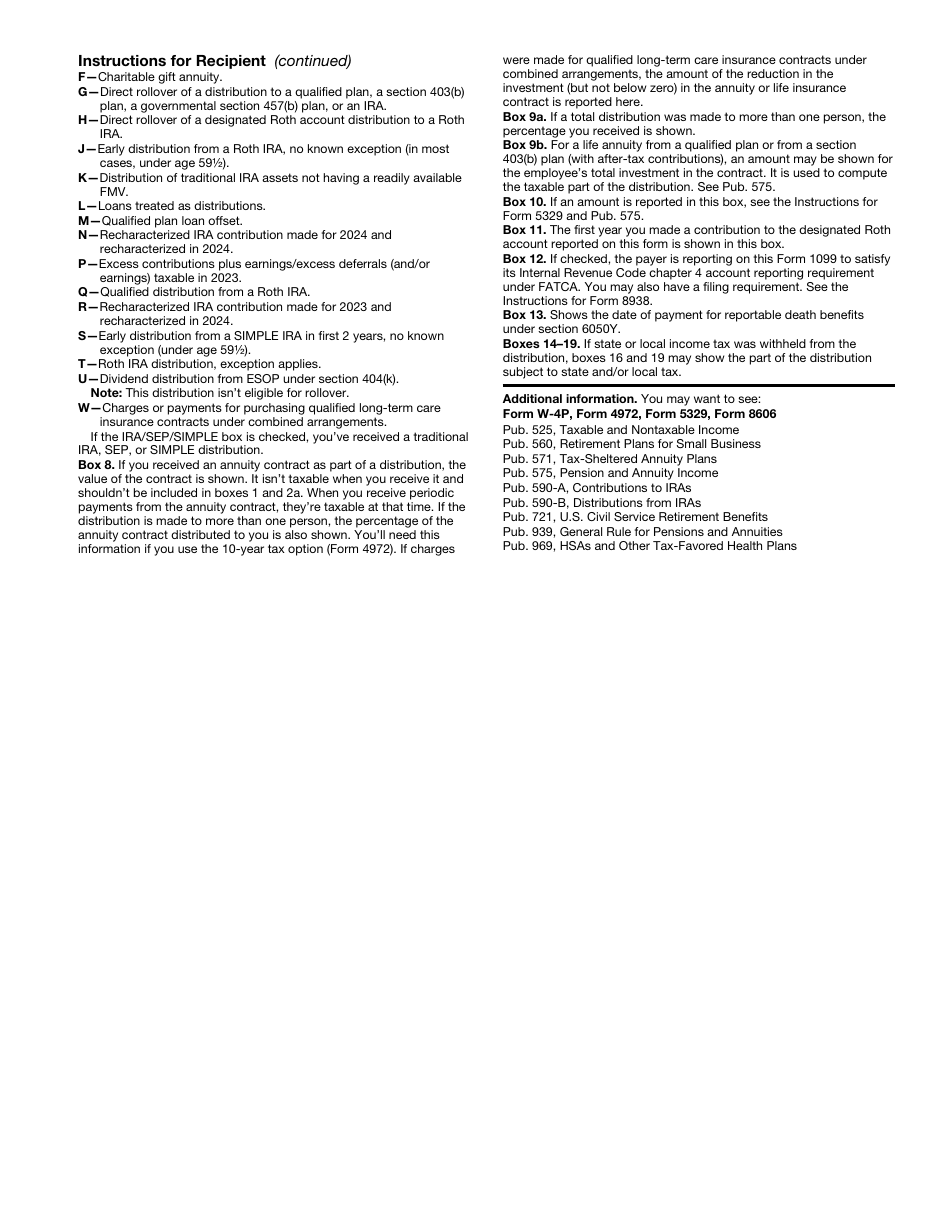 IRS Form 1099-R Distributions From Pensions, Annuities, Retirement or Profit-Sharing Plans, IRAs, Insurance Contracts, Etc., Page 9