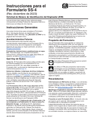 Document preview: Instrucciones para IRS Formulario SS-4 (SP) Solicitud De Numero De Identificacion Del Empleador (Ein) (Spanish)
