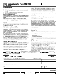 Document preview: Form FTB3522 LLC Tax Voucher - California, 2023