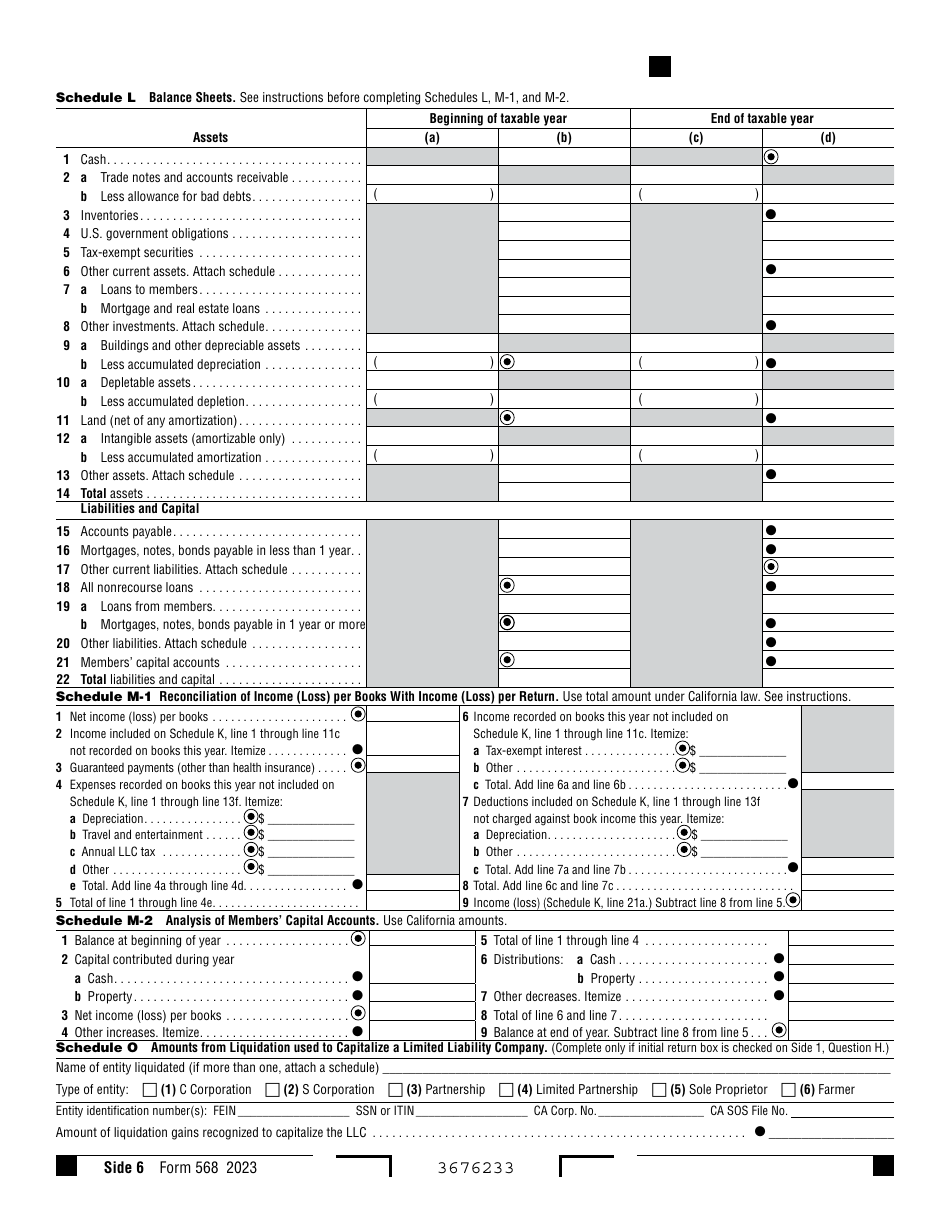 Form 568 Download Fillable PDF or Fill Online Limited Liability Company ...