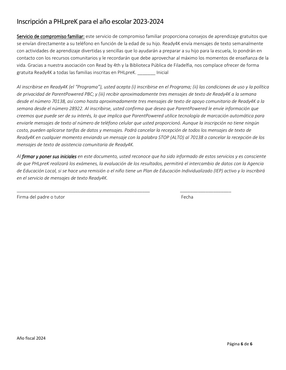 Inscripcion a Phlprek - City of Philadelphia, Pennsylvania (Spanish), Page 6