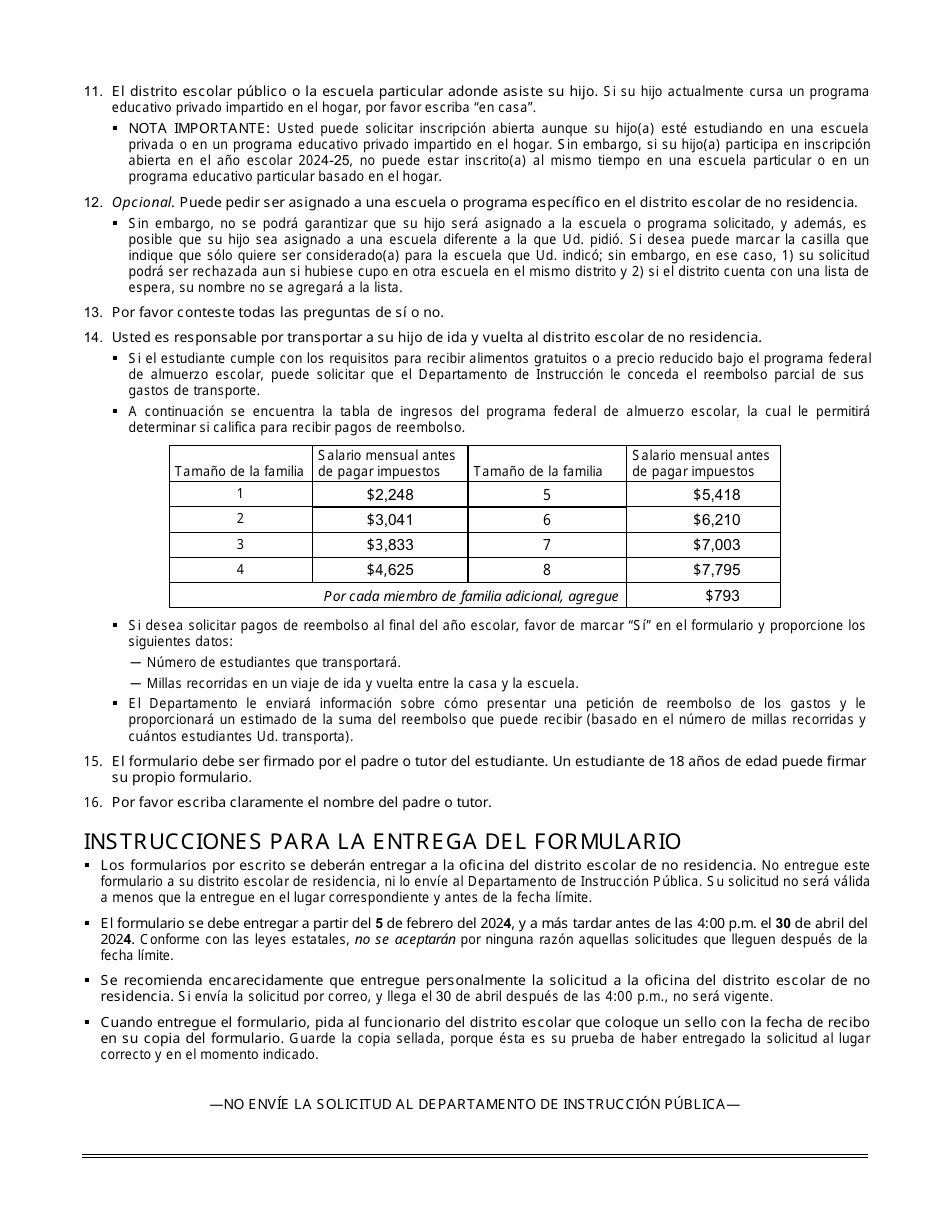 Formulario PI-9410 Solicitud De Inscripcion Al Programa De Inscripcion Abierta De Tiempo Completo De Las Escuelas Publicas - Wisconsin (Spanish), Page 2