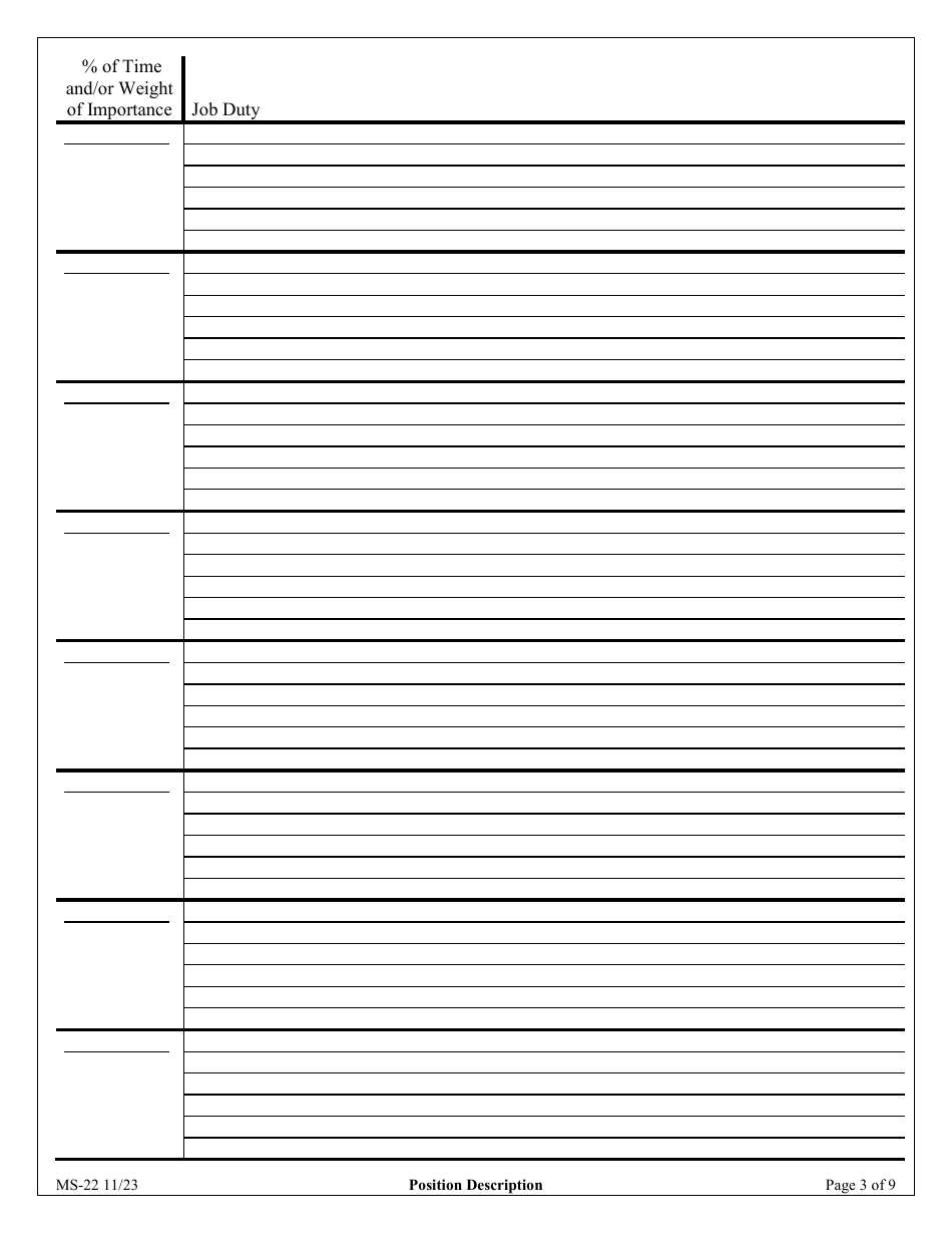 Form MS-22 Position Description - Maryland, Page 3