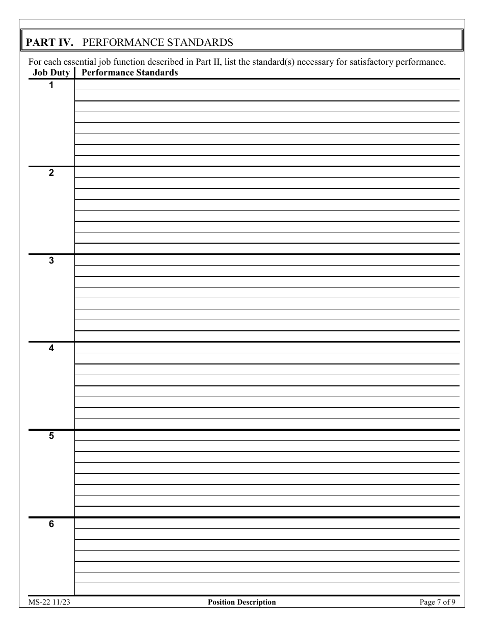 Form MS-22 Position Description - Maryland, Page 7