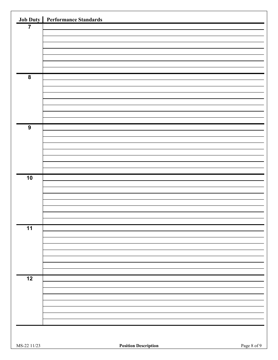 Form MS-22 Position Description - Maryland, Page 8