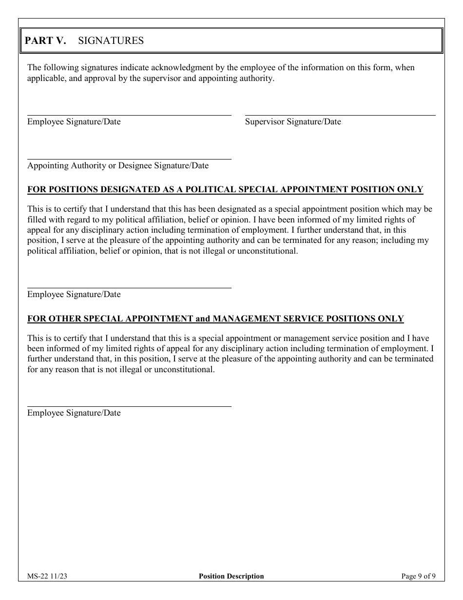 Form MS-22 Position Description - Maryland, Page 9