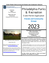 Document preview: Event Permit Application for Friends and Community Groups - City of Philadelphia, Pennsylvania, 2023