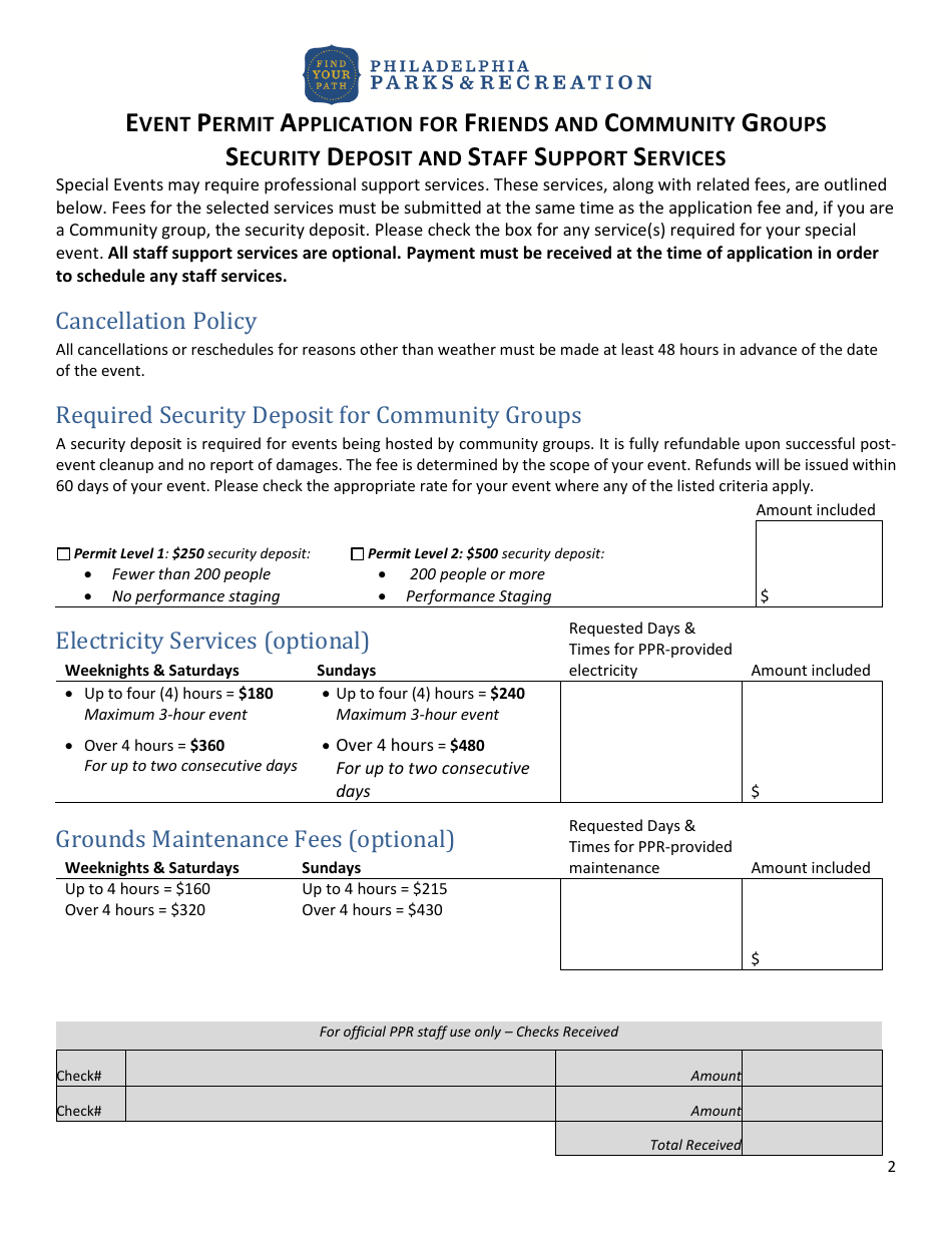 Event Permit Application for Friends and Community Groups - City of Philadelphia, Pennsylvania, Page 3