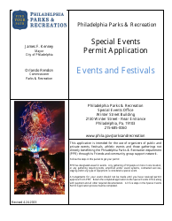 Document preview: Special Events Permit Application - Events and Festivals - City of Philadelphia, Pennsylvania