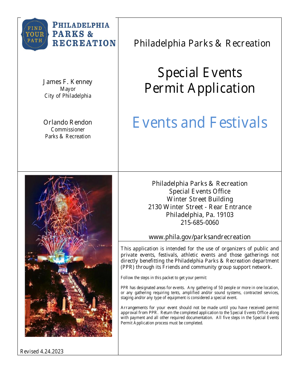 City of philadelphia pennsylvania special events permit application