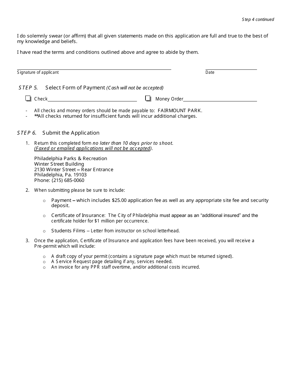 Media Permit Application - City of Philadelphia, Pennsylvania, Page 3