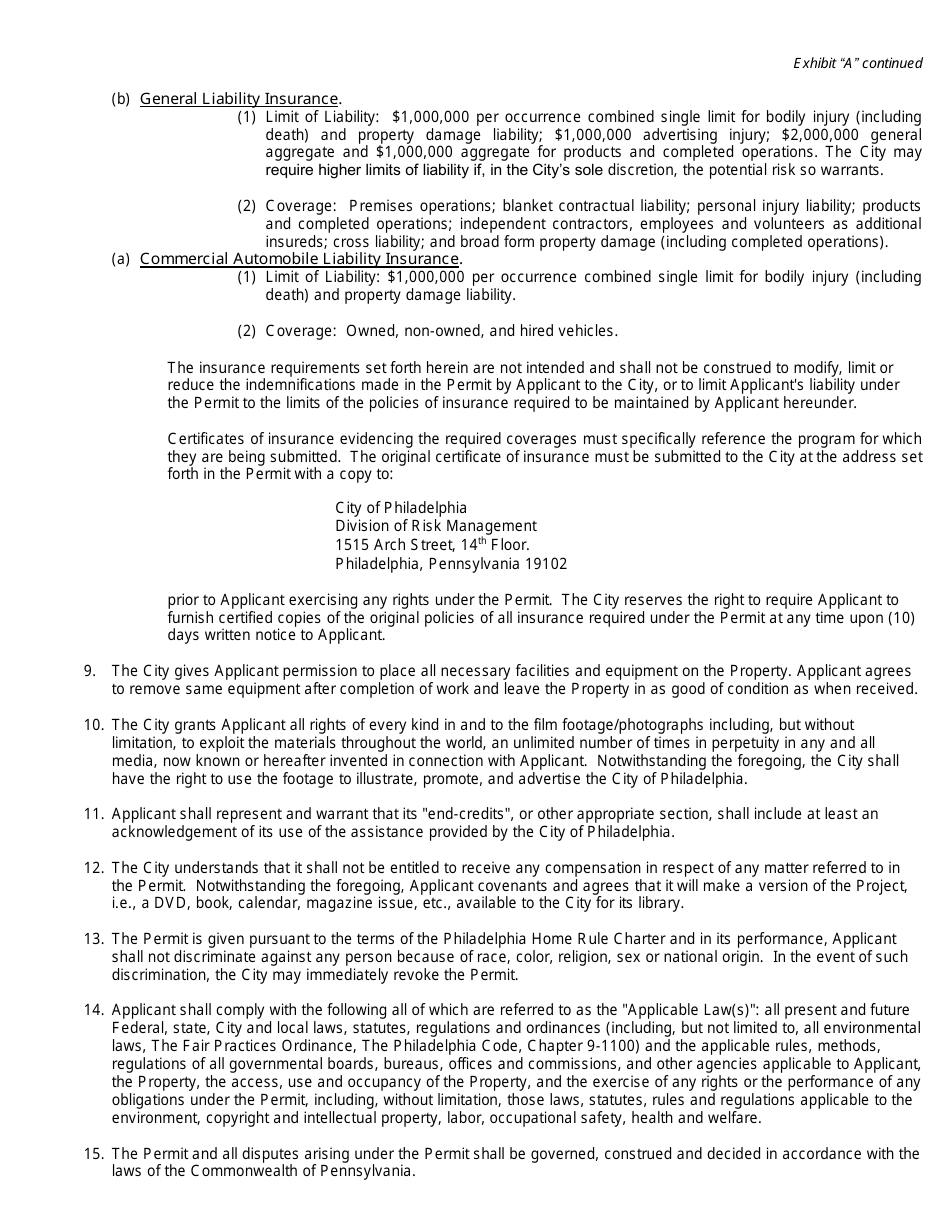 Media Permit Application - City of Philadelphia, Pennsylvania, Page 5