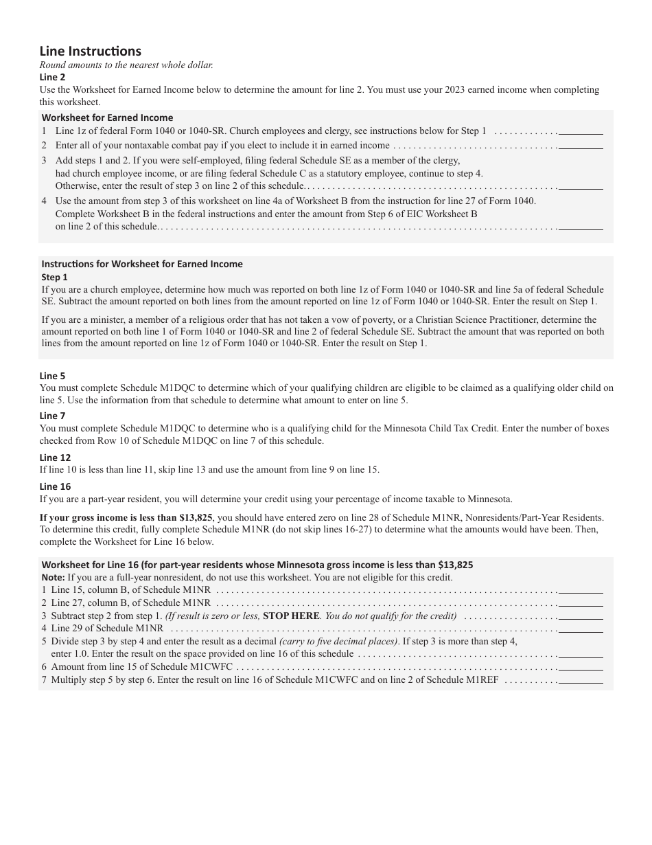 Schedule M1CWFC Minnesota Child and Working Family Credits - Minnesota, Page 3