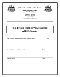 Document preview: Real Estate Market Value Appeal Withdrawal - City of Philadelphia, Pennsylvania
