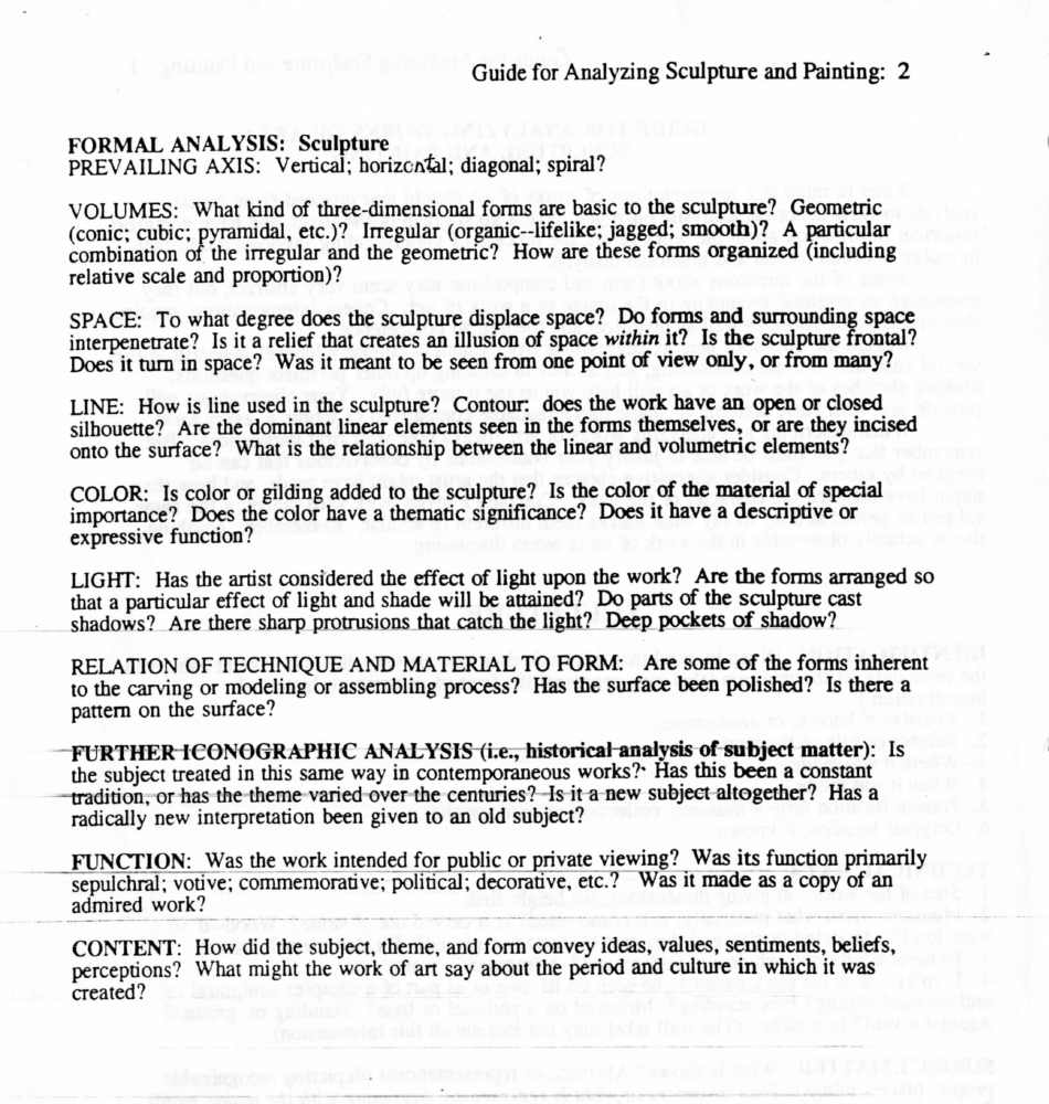 Guide for Analysing Works of Art: Sculpture and Painting, Page 2