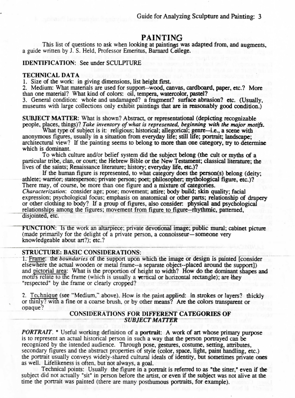 Guide for Analysing Works of Art: Sculpture and Painting, Page 3