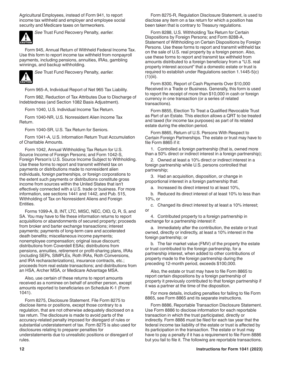 Instructions for IRS Form 1041 Schedule A, B, G, J, K-1 U.S. Income Tax Return for Estates and Trusts, Page 12
