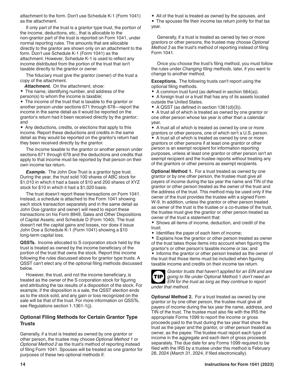 Instructions for IRS Form 1041 Schedule A, B, G, J, K-1 U.S. Income Tax Return for Estates and Trusts, Page 14