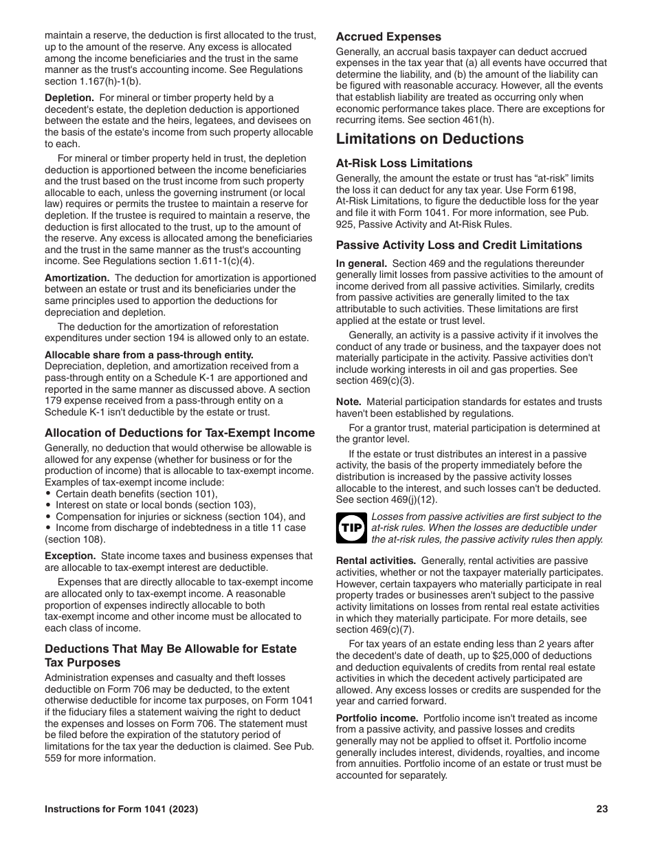 Instructions for IRS Form 1041 Schedule A, B, G, J, K-1 U.S. Income Tax Return for Estates and Trusts, Page 23