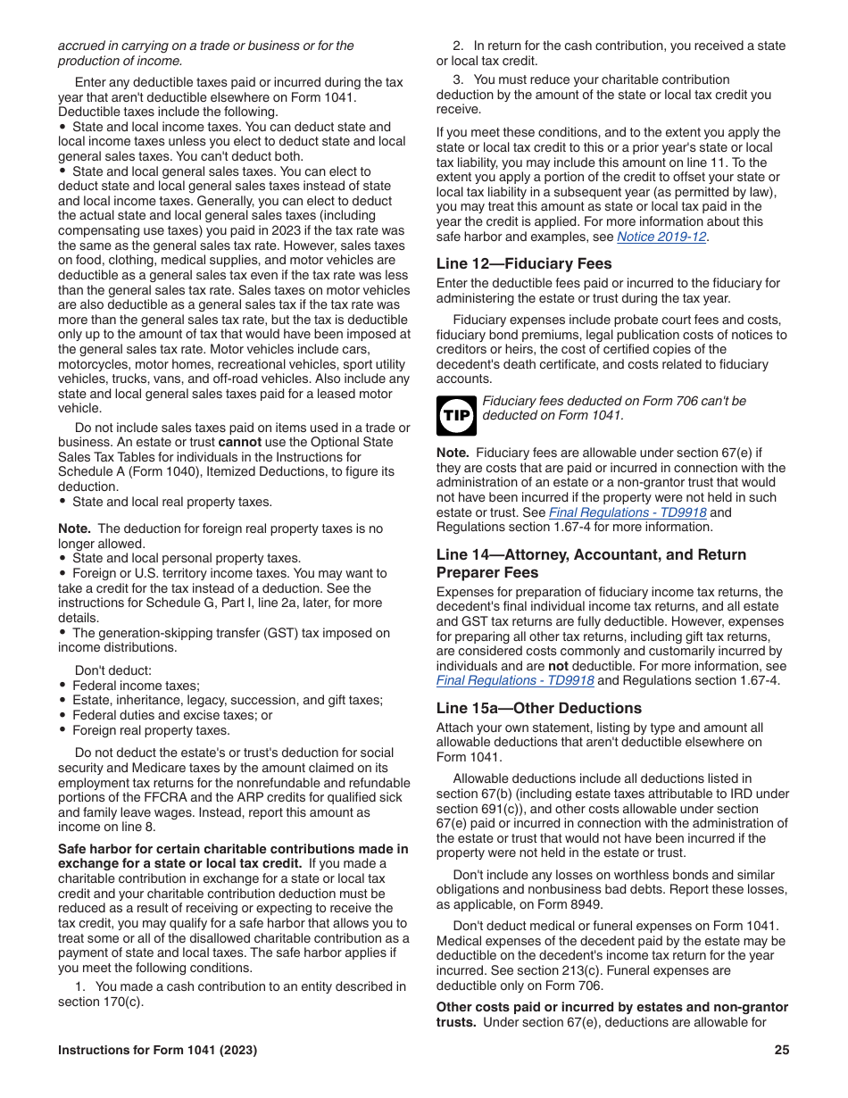 Instructions for IRS Form 1041 Schedule A, B, G, J, K-1 U.S. Income Tax Return for Estates and Trusts, Page 25