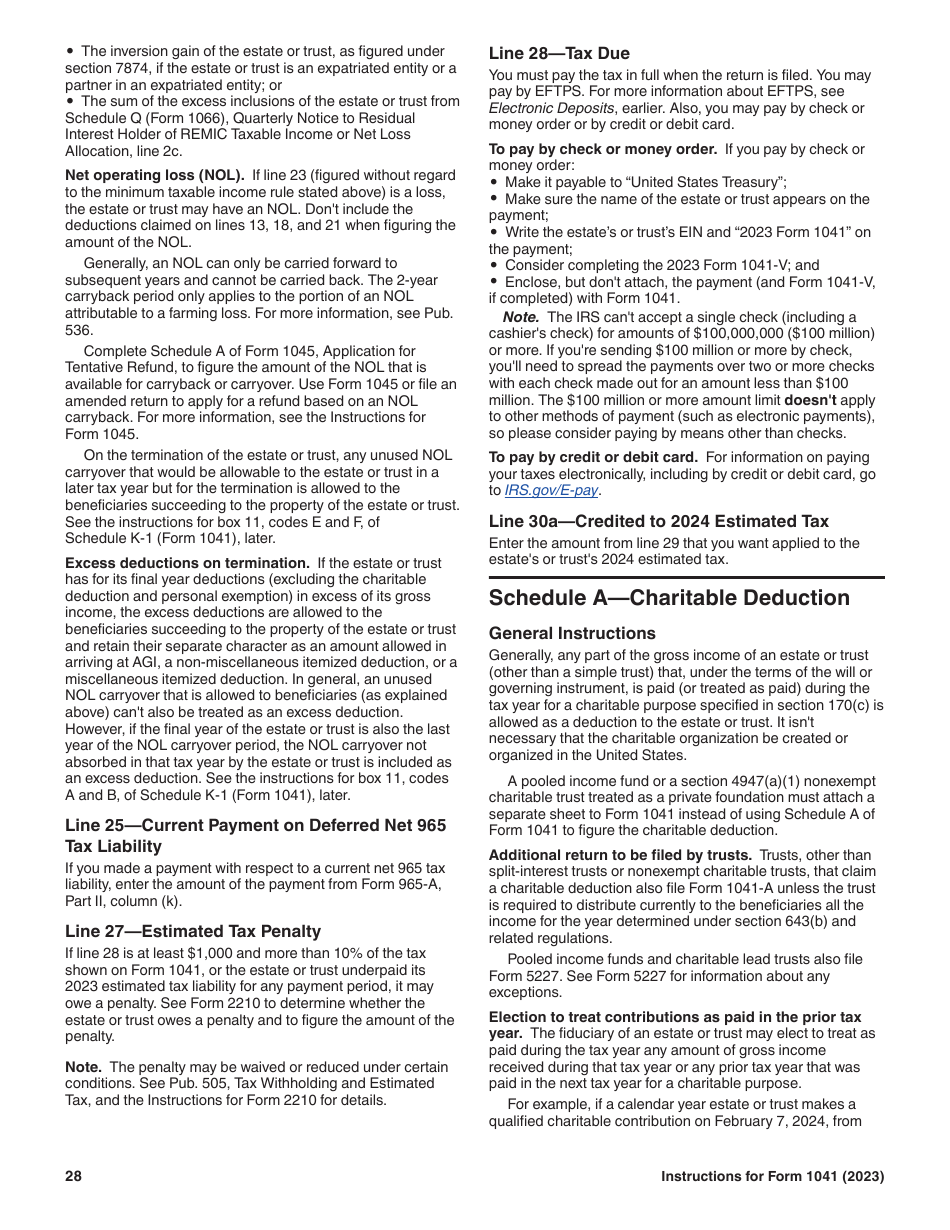 Instructions for IRS Form 1041 Schedule A, B, G, J, K-1 U.S. Income Tax Return for Estates and Trusts, Page 28