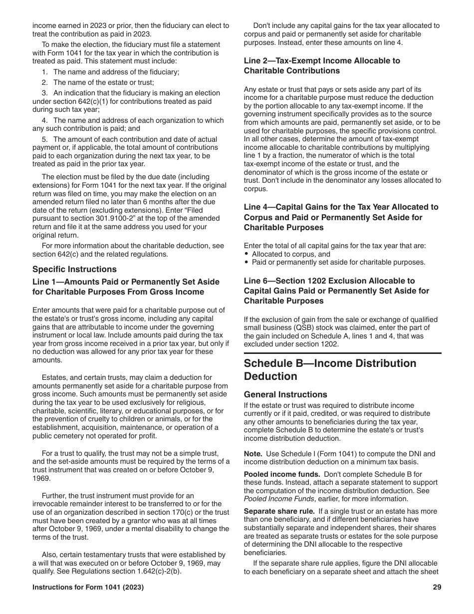 Instructions for IRS Form 1041 Schedule A, B, G, J, K-1 U.S. Income Tax Return for Estates and Trusts, Page 29