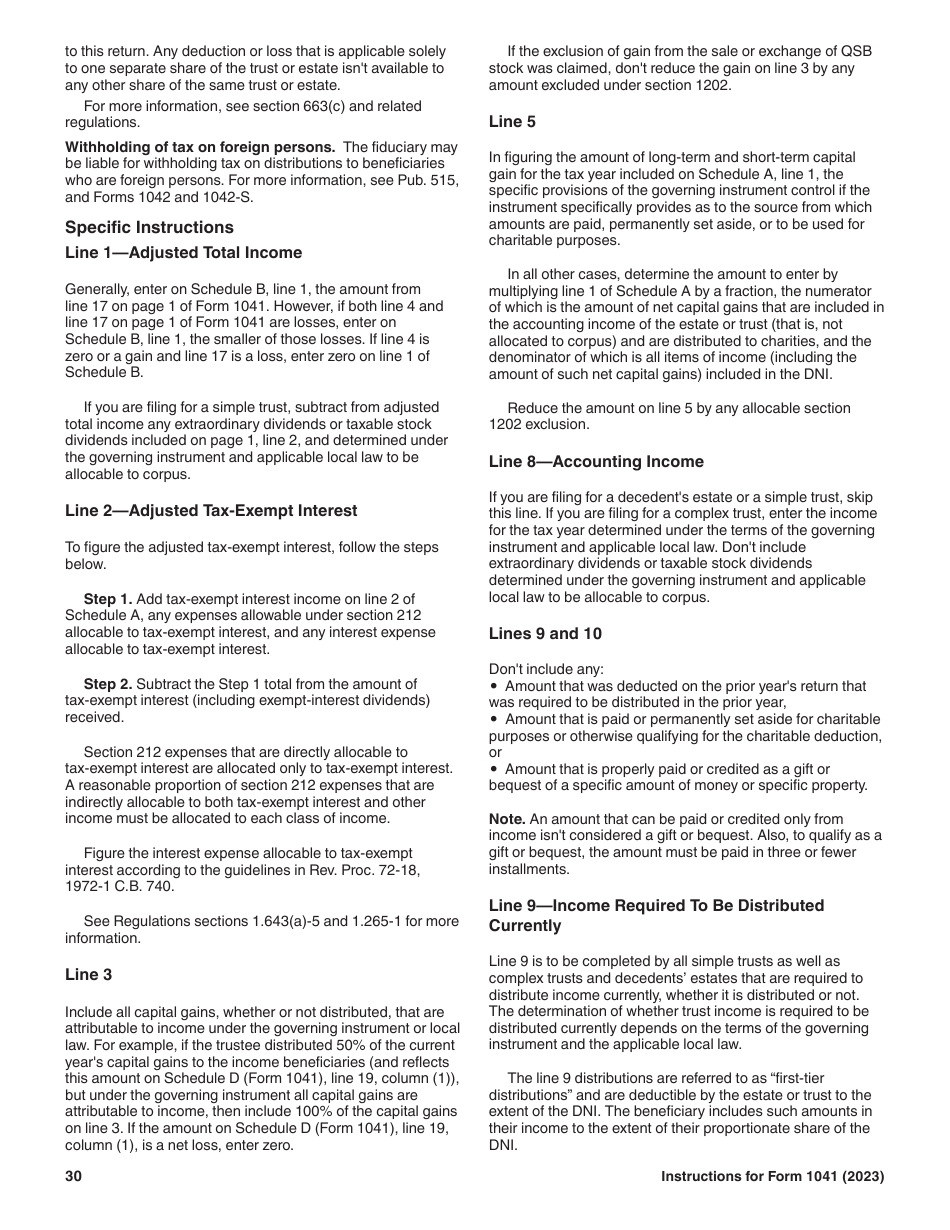 Instructions for IRS Form 1041 Schedule A, B, G, J, K-1 U.S. Income Tax Return for Estates and Trusts, Page 30
