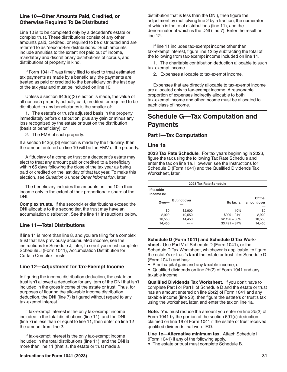 Instructions for IRS Form 1041 Schedule A, B, G, J, K-1 U.S. Income Tax Return for Estates and Trusts, Page 31