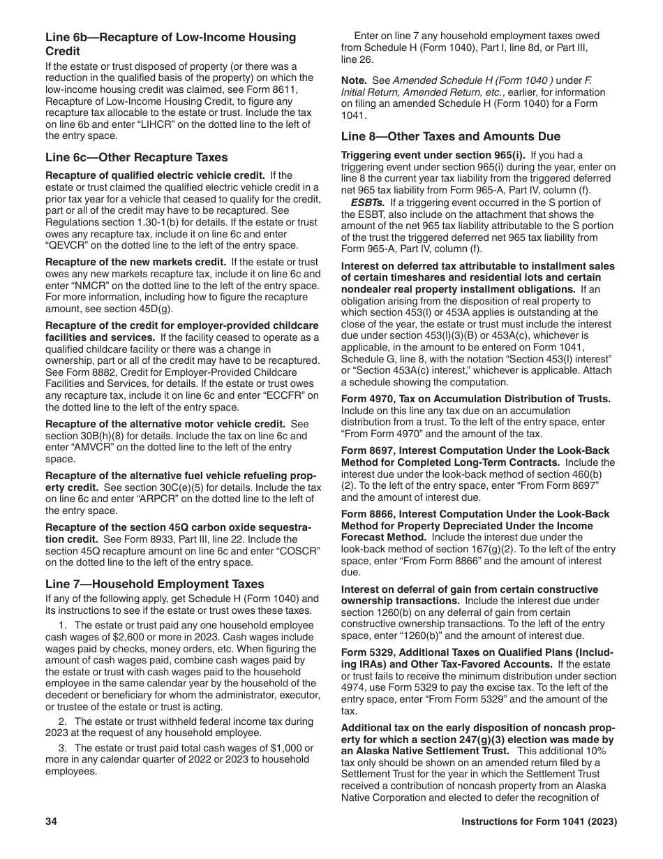Instructions for IRS Form 1041 Schedule A, B, G, J, K-1 U.S. Income Tax Return for Estates and Trusts, Page 34