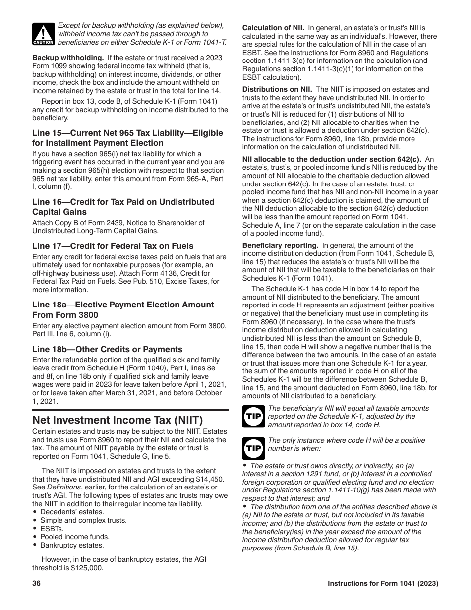 Instructions for IRS Form 1041 Schedule A, B, G, J, K-1 U.S. Income Tax Return for Estates and Trusts, Page 36