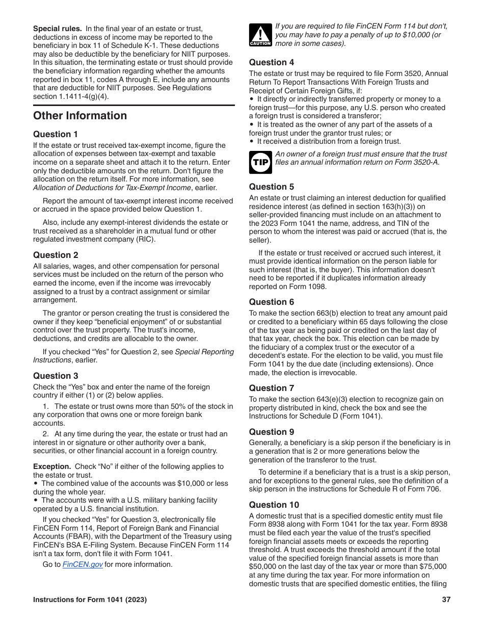 Instructions for IRS Form 1041 Schedule A, B, G, J, K-1 U.S. Income Tax Return for Estates and Trusts, Page 37