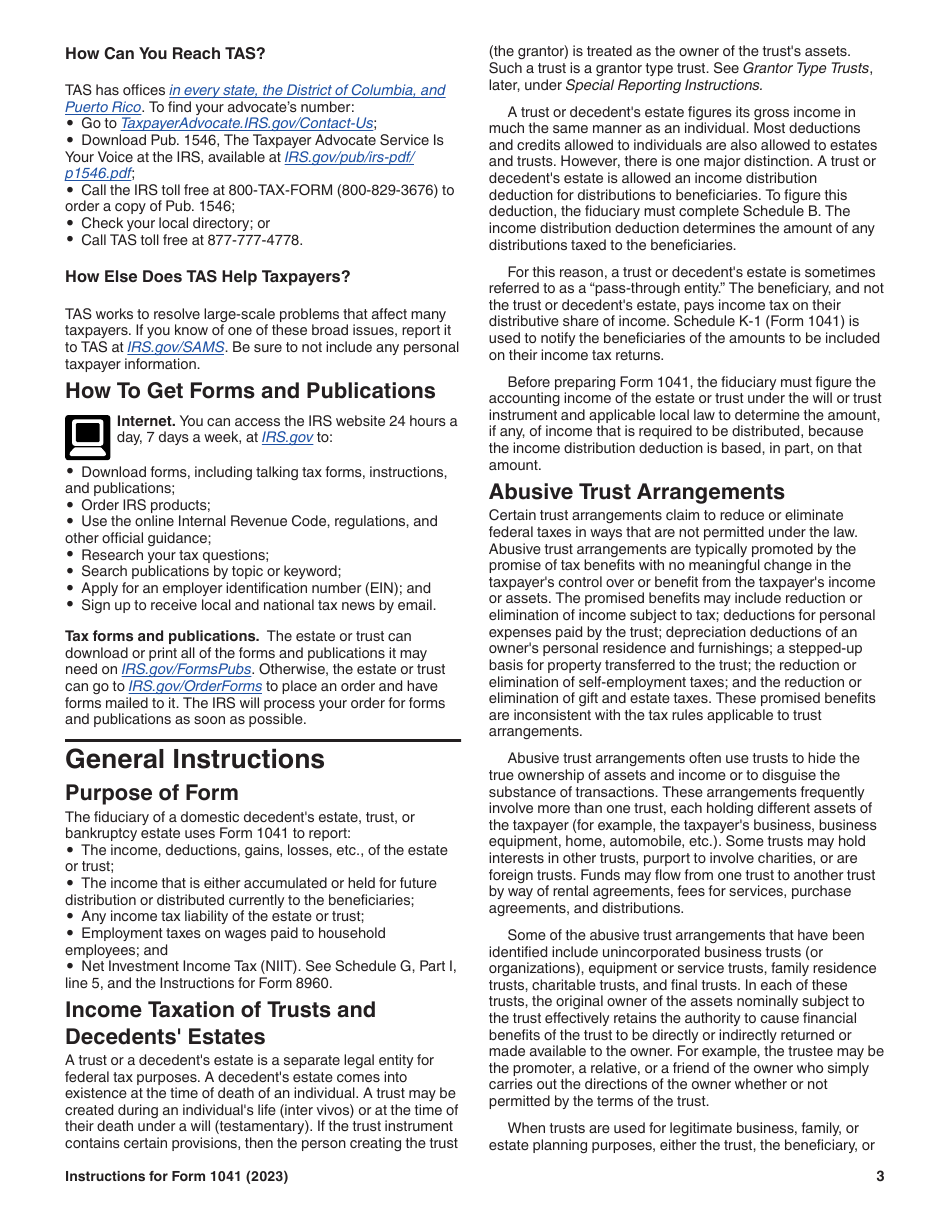 Instructions for IRS Form 1041 Schedule A, B, G, J, K-1 U.S. Income Tax Return for Estates and Trusts, Page 3