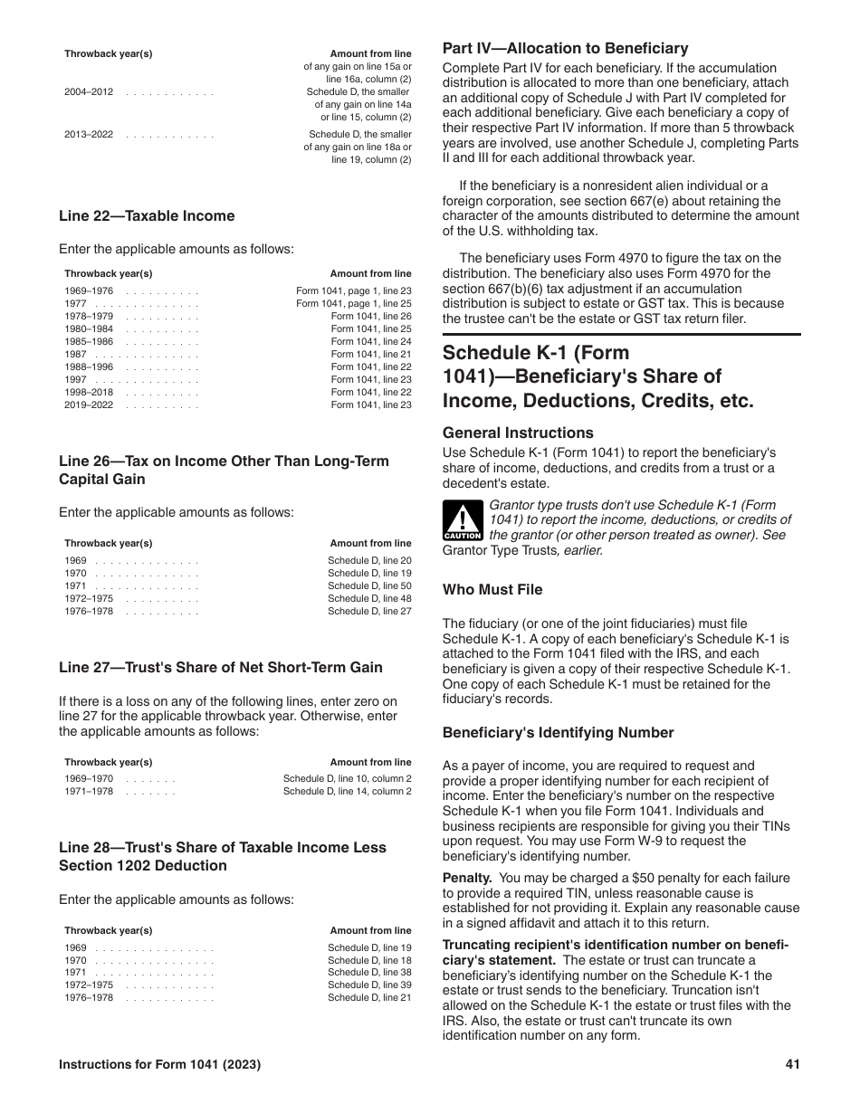 Instructions for IRS Form 1041 Schedule A, B, G, J, K-1 U.S. Income Tax Return for Estates and Trusts, Page 41