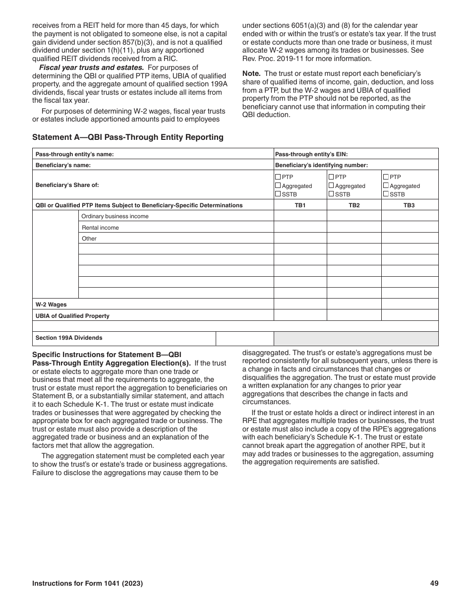 Instructions for IRS Form 1041 Schedule A, B, G, J, K-1 U.S. Income Tax Return for Estates and Trusts, Page 49