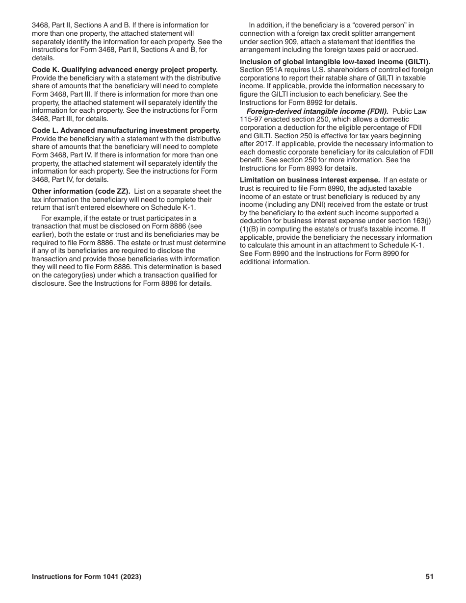 Instructions for IRS Form 1041 Schedule A, B, G, J, K-1 U.S. Income Tax Return for Estates and Trusts, Page 51
