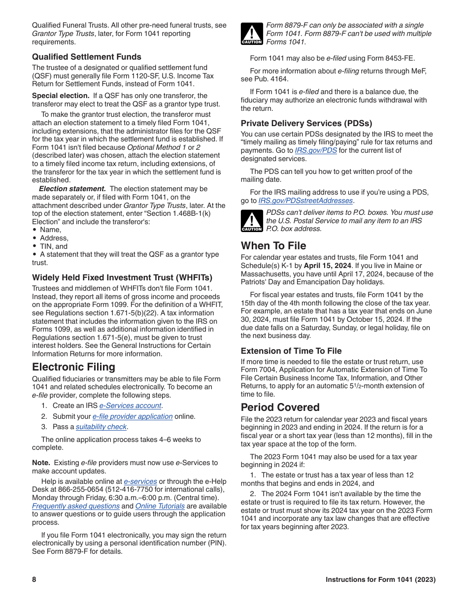 Instructions for IRS Form 1041 Schedule A, B, G, J, K-1 U.S. Income Tax Return for Estates and Trusts, Page 8